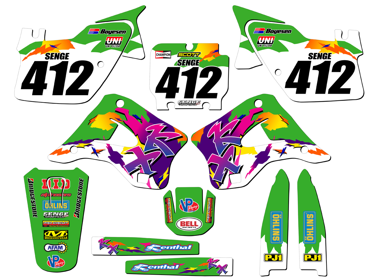 1994-1995 KX 250 THROWBACK Green Senge Graphics Kit Compatible with Kawasaki - Picture 8 of 10