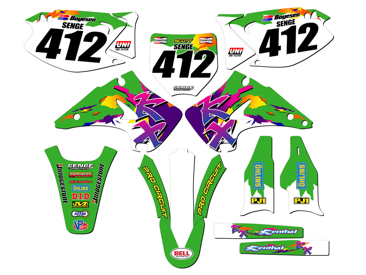 2003-2008 KX 250 THROWBACK Green Senge Graphics Kit Compatible with Kawasaki - Picture 8 of 10