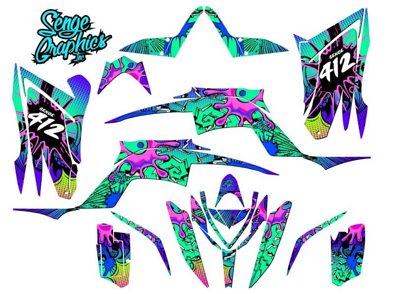 Kit de gráficos Raptor 700 Zany Teal Senge 2013-2020 compatible con Yamaha - Imagen 5 de 7