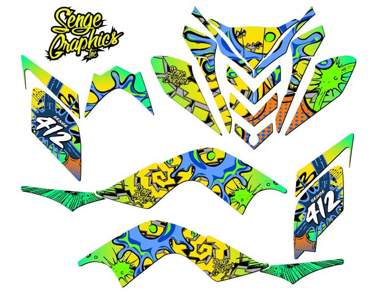 2009-2012 RAPTOR 700 ZANY Yellow Senge Graphics Kit Compatible with Yamaha - Picture 5 of 7
