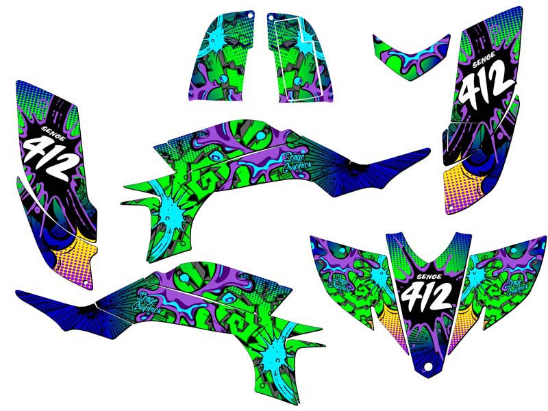 2003-2013 (modelo de carbono marco de acero) YFZ 450 ZANY Blue Senge kit de gráficos - Imagen 5 de 7