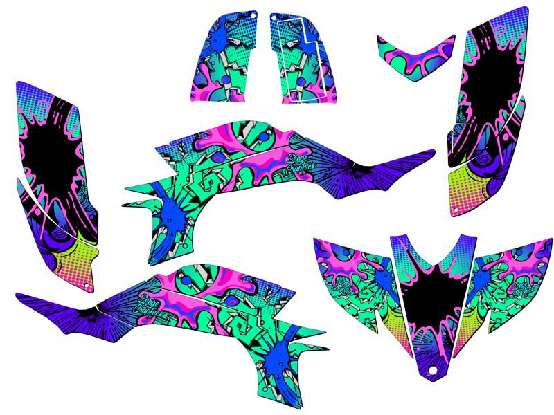 2003-2013 (Steel Frame Carb Model) YFZ 450 ZANY Teal Senge Graphics Kit - Picture 2 of 7