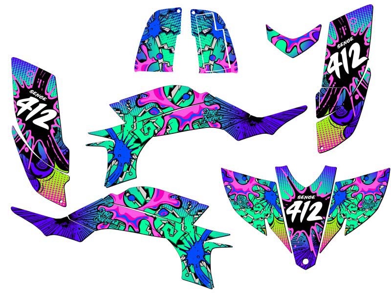 2003-2013 (Steel Frame Carb Model) YFZ 450 ZANY Teal Senge Graphics Kit - Picture 5 of 7
