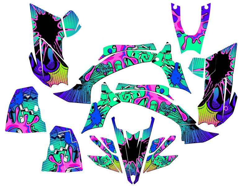 450R/450X 2009-2013 (marco de aluminio EFI) YFZ 450 ZANY Teal Senge kit de gráficos - Imagen 2 de 7