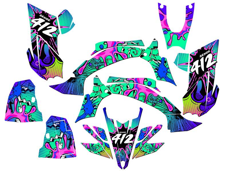 450R/450X 2009-2013 (marco de aluminio EFI) YFZ 450 ZANY Teal Senge kit de gráficos - Imagen 5 de 7