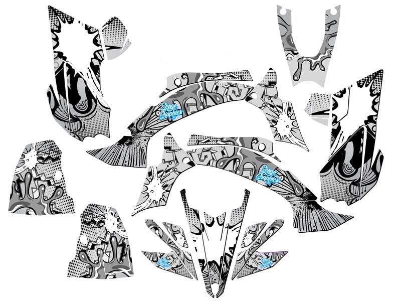2009-2013 450R/450X (marco de aluminio EFI) YFZ 450 ZANY White Senge Graphics Kit - Imagen 2 de 7