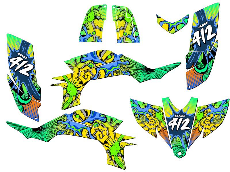 2003-2013 (modelo de carbono marco de acero) YFZ 450 ZANY Yellow Senge Kit de gráficos - Imagen 5 de 7