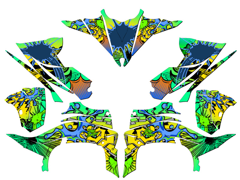 2014-2020 (YFZ 450R) YFZ 450 ZANY kit de gráficos amarillo senge compatible con - Imagen 2 de 7