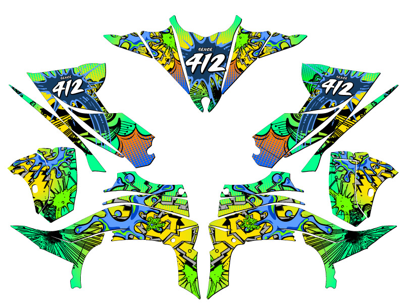 2014-2020 (YFZ 450R) YFZ 450 ZANY kit de gráficos amarillo senge compatible con - Imagen 5 de 7