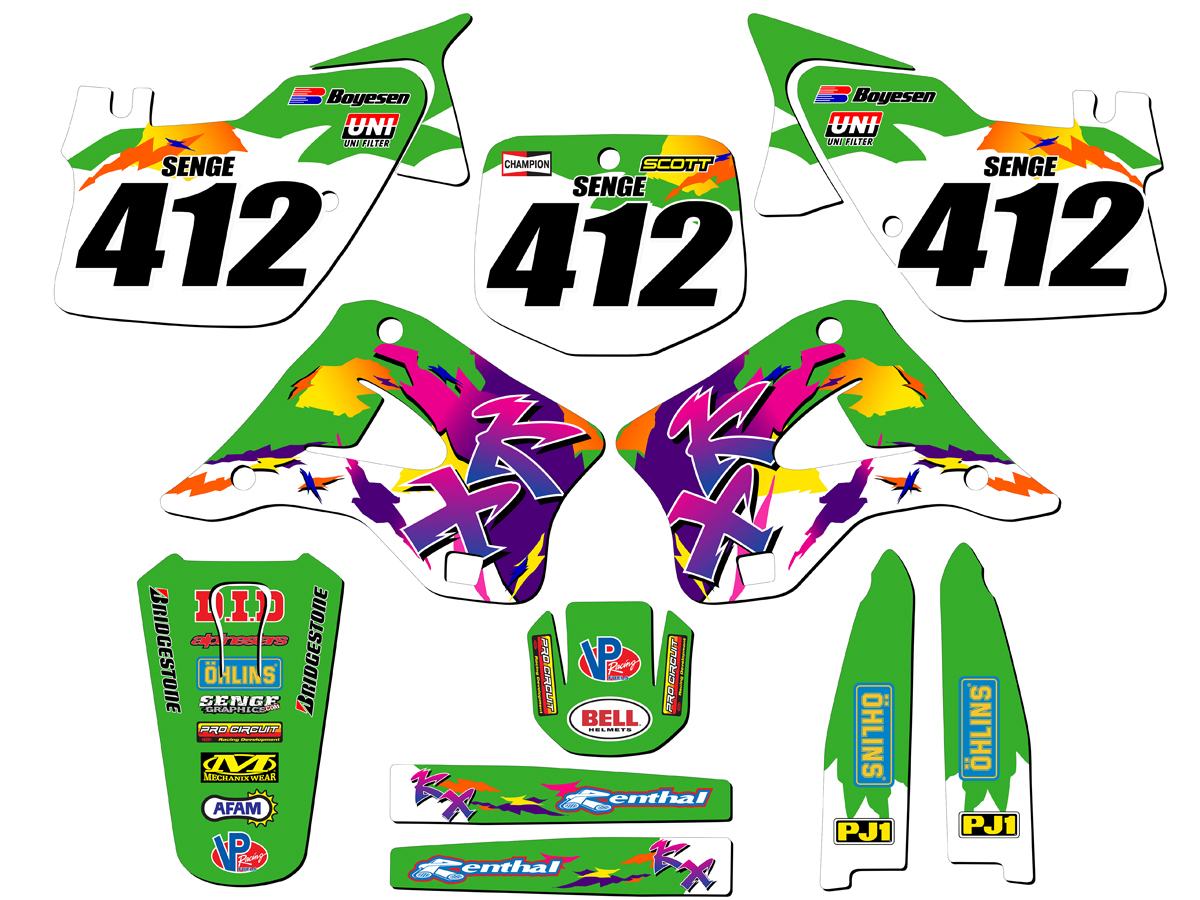 1996-1998 KX 125 THROWBACK Green Senge Graphics Kit Compatible with Kawasaki - Picture 8 of 10