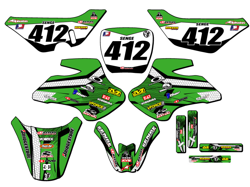 All Years KDX 50 PODIUM Green Senge Graphics Kit Compatible with Kawasaki - Picture 8 of 10