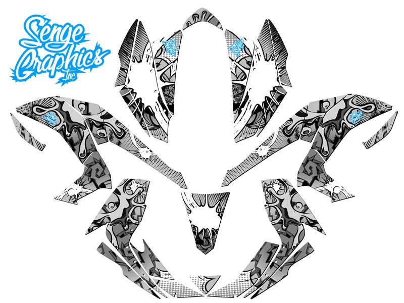 All Years KFX 450R ZANY White Senge Graphics Kit Compatible with Kawasaki - Picture 2 of 7