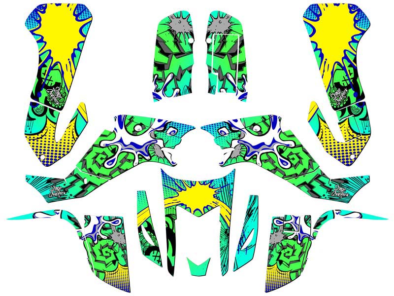 All Years KFX 400 ZANY Teal Senge Graphics Kit Compatible with Kawasaki - Picture 2 of 7