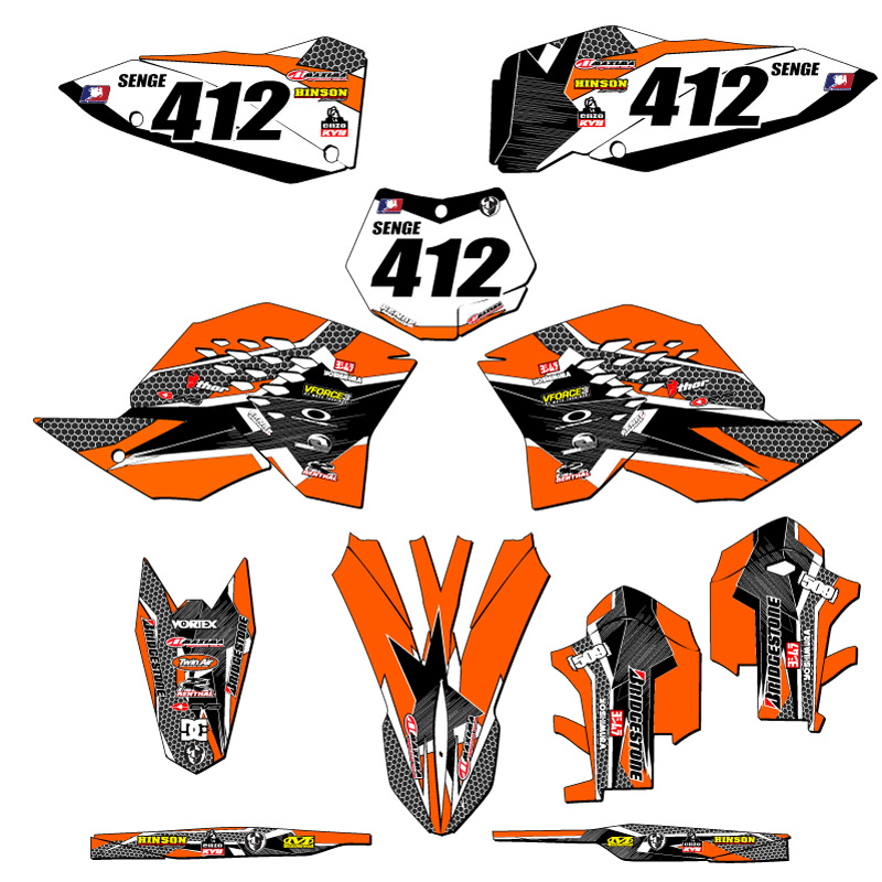 2007-2010 SXF PODIUM Orange Senge Graphics Kit Compatible with KTM - Picture 8 of 10