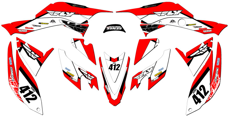 2008-2012 TRX 400 13 FLY Red Senge Graphics Kit Compatible with Honda - Picture 5 of 7