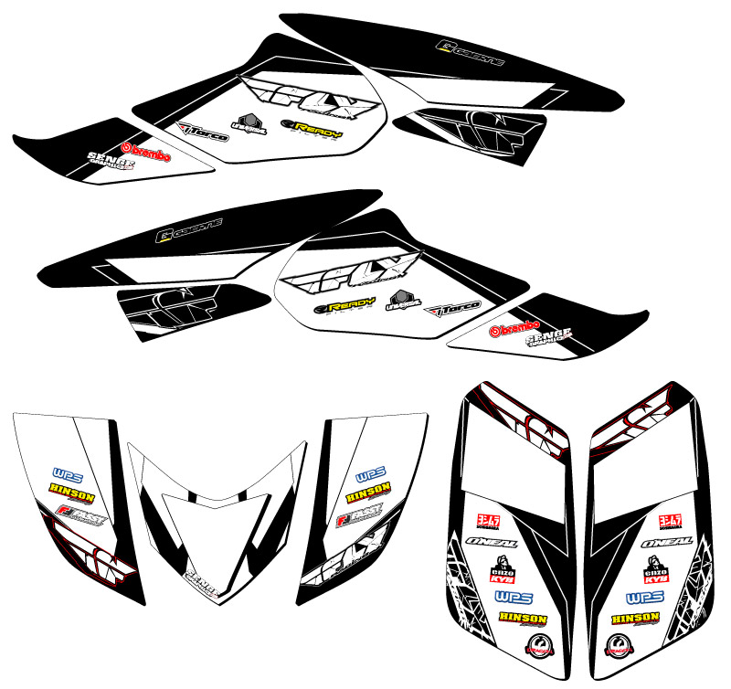 TRX 250EX 2006-2019 13 FLY Black Senge kit de gráficos compatible con Honda - Imagen 2 de 7