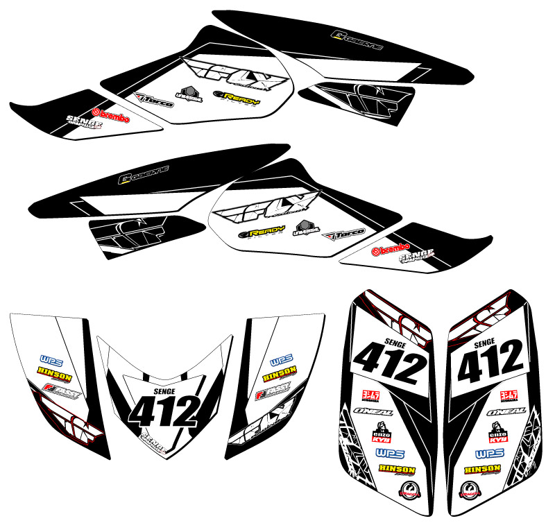 TRX 250EX 2006-2019 13 FLY Black Senge kit de gráficos compatible con Honda - Imagen 5 de 7