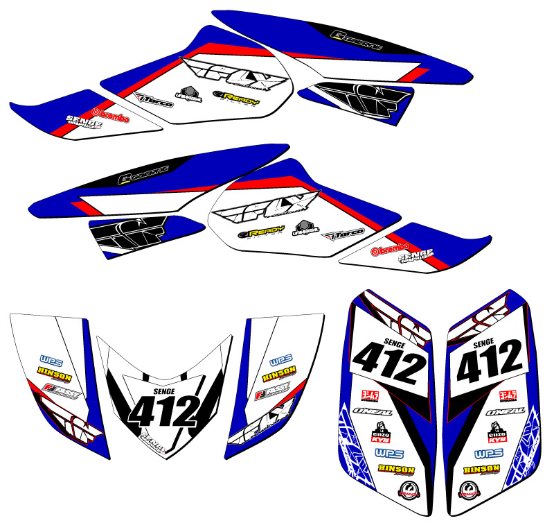 TRX 250EX 2006-2019 13 FLY Blue Senge kit de gráficos compatible con Honda - Imagen 5 de 7
