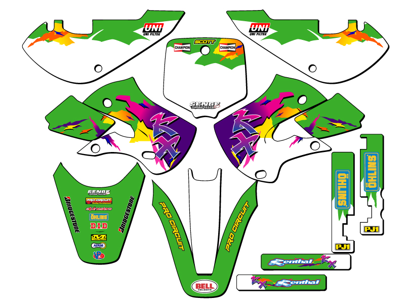 2000-2023 KX 65 THROWBACK Green Senge Graphics Kit Compatible with Kawasaki - Picture 5 of 10