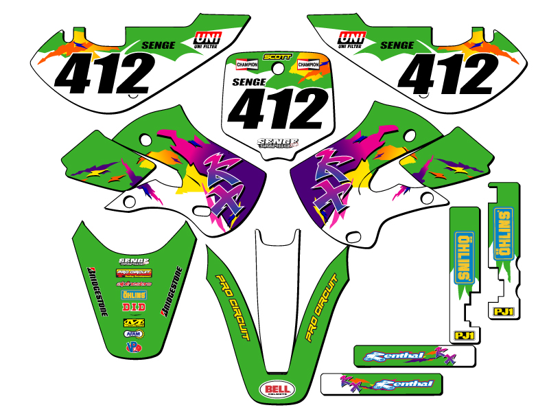 2000-2023 KX 65 THROWBACK Green Senge Graphics Kit Compatible with Kawasaki - Picture 8 of 10