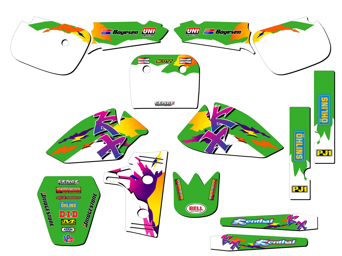 1985-2004 KX 60 THROWBACK Green Senge Graphics Kit Compatible with Kawasaki - Picture 5 of 10