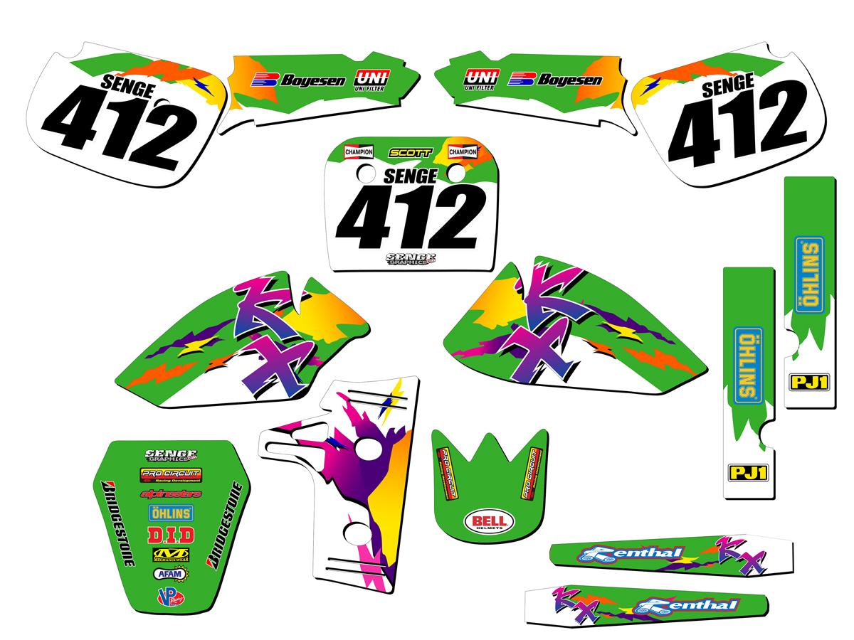 1985-2004 KX 60 THROWBACK Green Senge Graphics Kit Compatible with Kawasaki - Picture 8 of 10