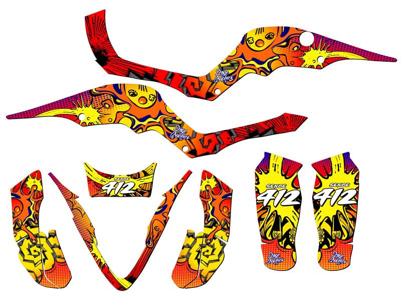 All Years PROSHARK ZANY Orange Senge Graphics Kit Compatible with APEX - Picture 5 of 7