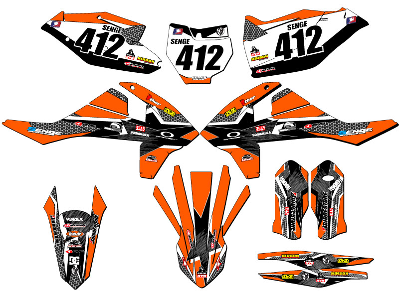2016-2018 SXF PODIUM Orange Senge Graphics Kit Compatible with KTM - Foto 8 di 10