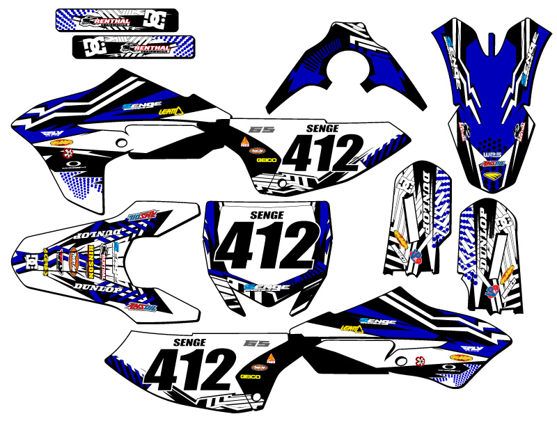 Kit de gráficos YZ 65 MAYHEM 2018-2022 Blue Senge compatible con Yamaha - Imagen 8 de 10