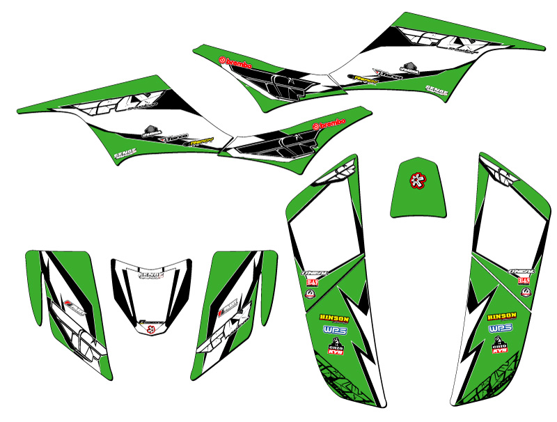 Kit de gráficos All Years KFX 700 13 FLY Green Senge compatible con Kawasaki - Imagen 2 de 7