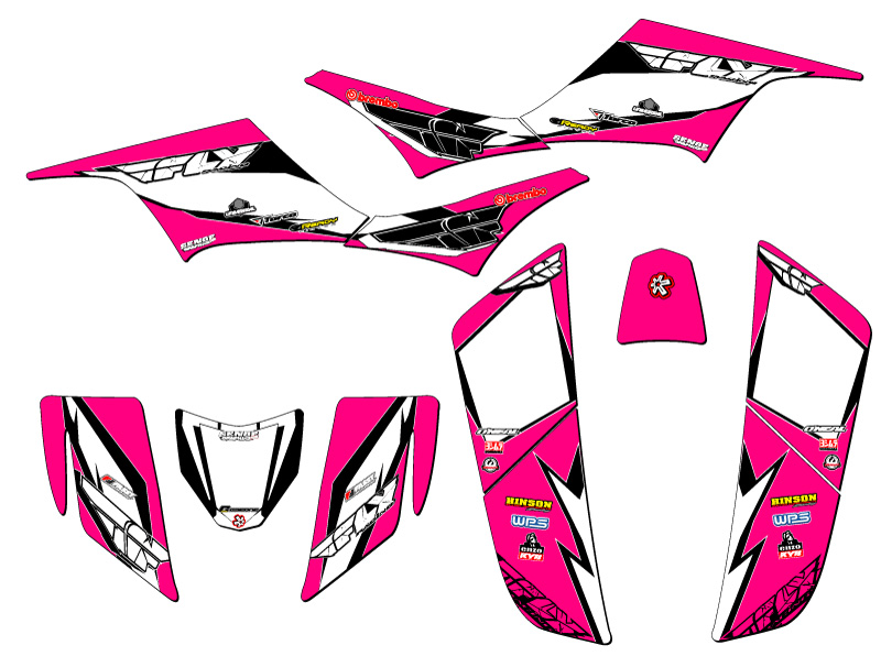 All Years KFX 700 13 FLY Pink Senge Graphics Kit Compatible with Kawasaki - Picture 2 of 7