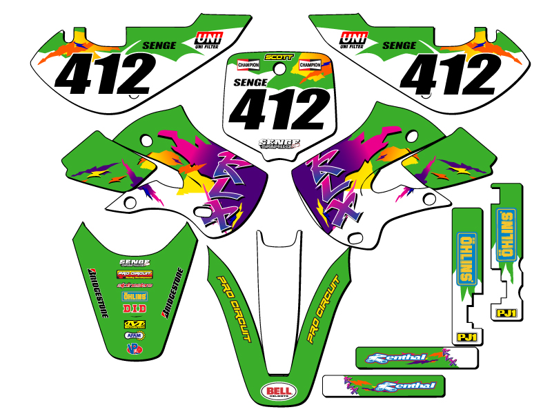 KLX 110 2002-2009 RETRO Green Senge Kit Gráficos Compatible con Kawasaki - Imagen 8 de 10