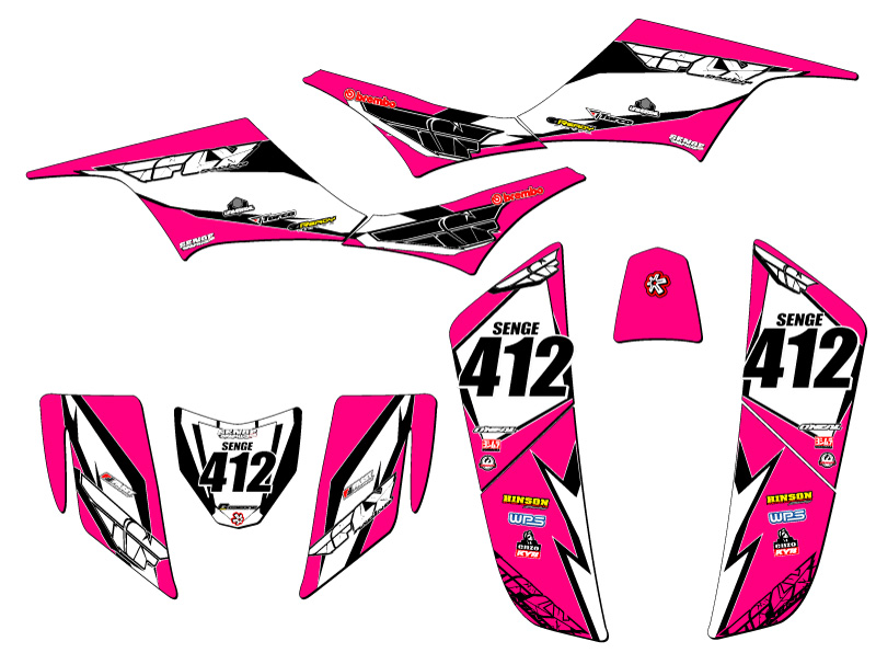 All Years KFX 700 13 FLY Pink Senge Graphics Kit Compatible with Kawasaki - Picture 5 of 7