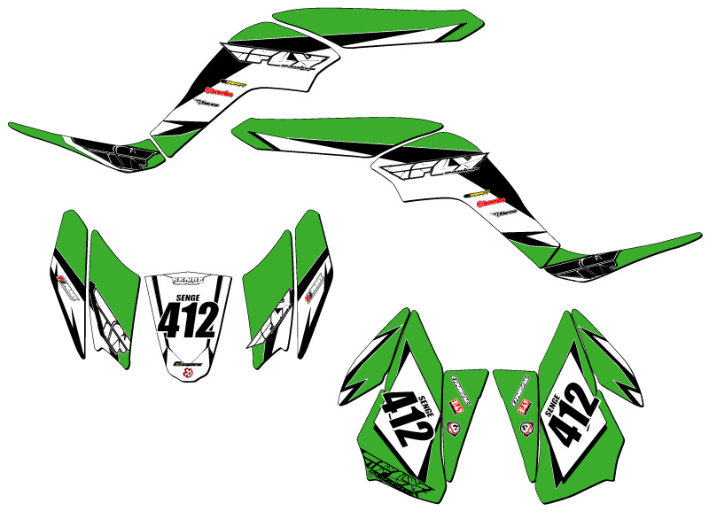 2007-2020 KFX 50 13 FLY Green Senge Graphics Kit Compatible with Kawasaki