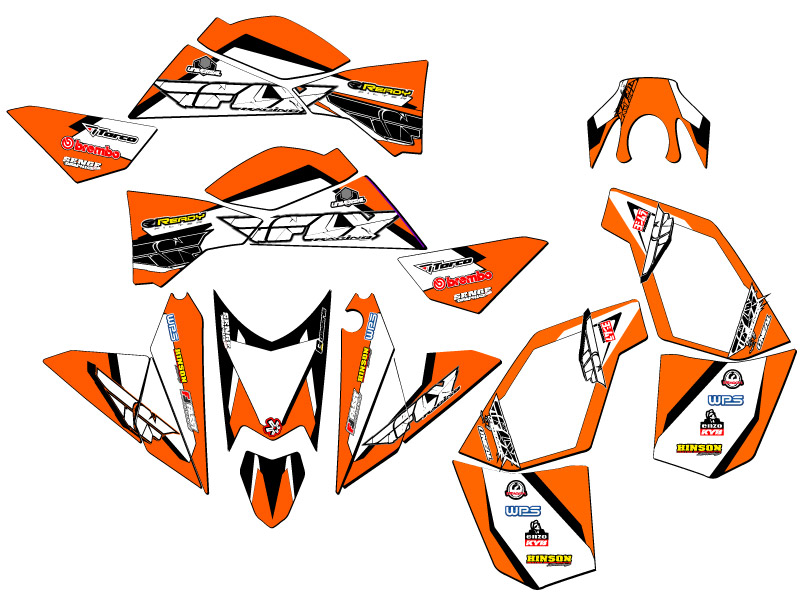 Kit de Gráficos All Years XC/SX 525 13 FLY Orange Senge Compatible con KTM - Imagen 2 de 7