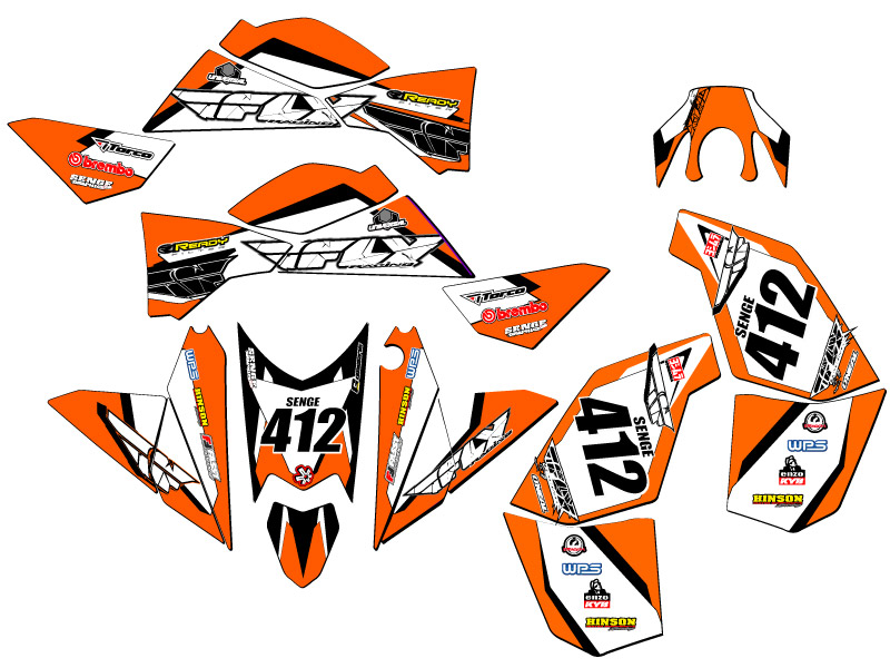 Kit de Gráficos All Years XC/SX 525 13 FLY Orange Senge Compatible con KTM - Imagen 5 de 7