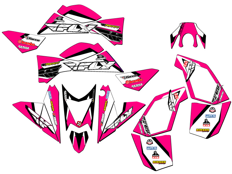 Kit de Gráficos All Years XC/SX 450 13 FLY Pink Senge Compatible con KTM - Imagen 2 de 7