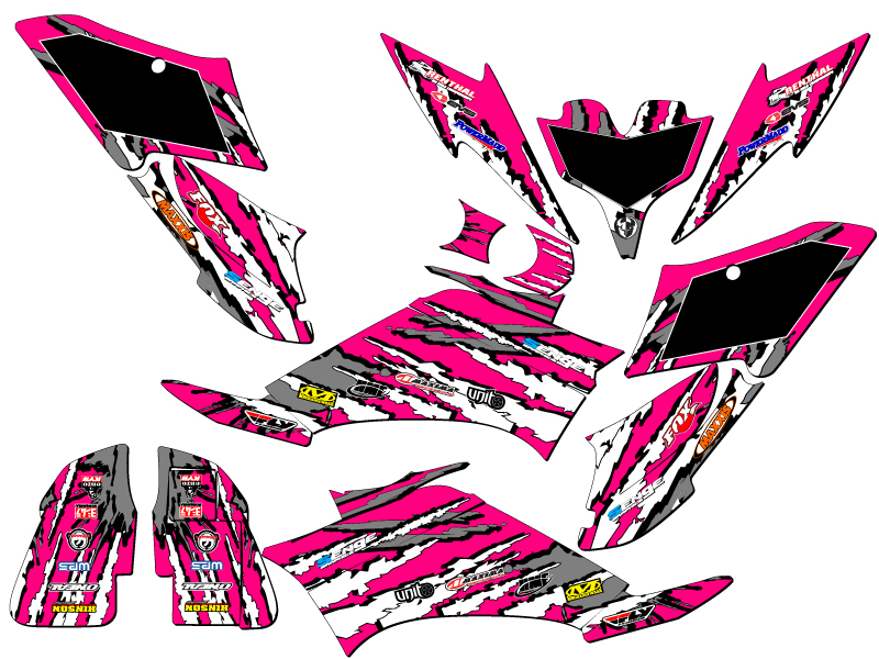 All Years RAPTOR 250 SHREDDER Pink Senge Graphics Kit Compatible with Yamaha - Picture 2 of 7