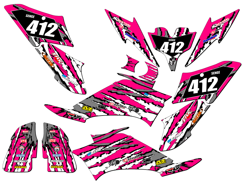 All Years RAPTOR 250 SHREDDER Pink Senge Graphics Kit Compatible with Yamaha - Picture 5 of 7