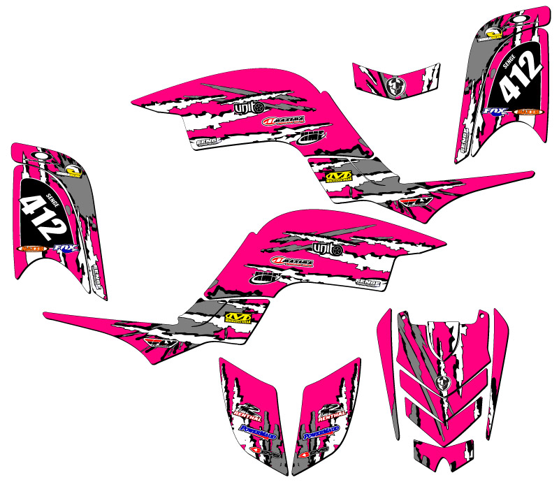 Kit de Gráficos Senge Rosa Raptor 660 Shredder todos los Años Compatible con Yamaha - Imagen 5 de 7