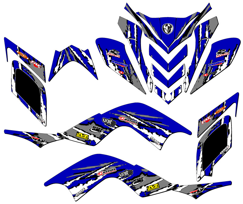 2009-2012 RAPTOR 700 SHREDDER Blue Senge Graphics Kit Compatible with Yamaha - Foto 2 di 7