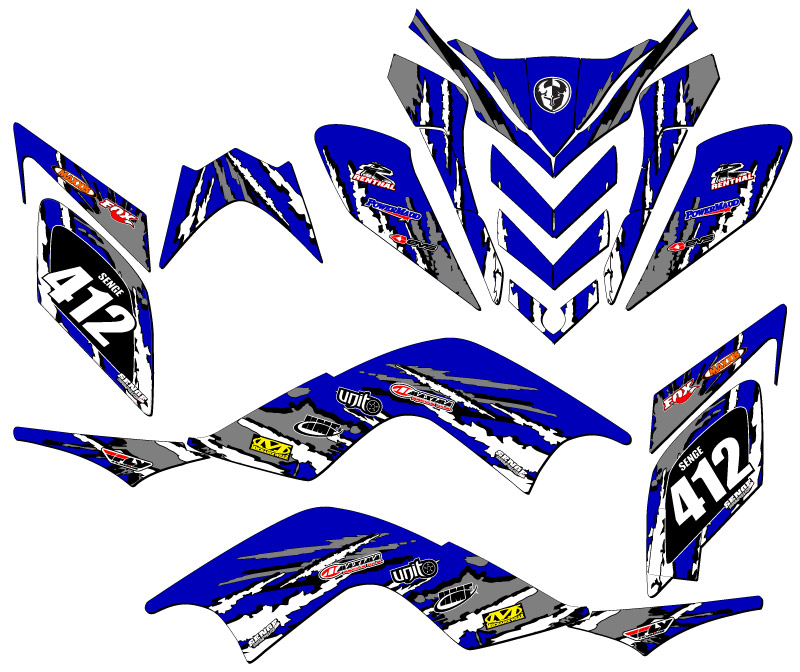 2009-2012 RAPTOR 700 SHREDDER Blue Senge Graphics Kit Compatible with Yamaha - Foto 5 di 7