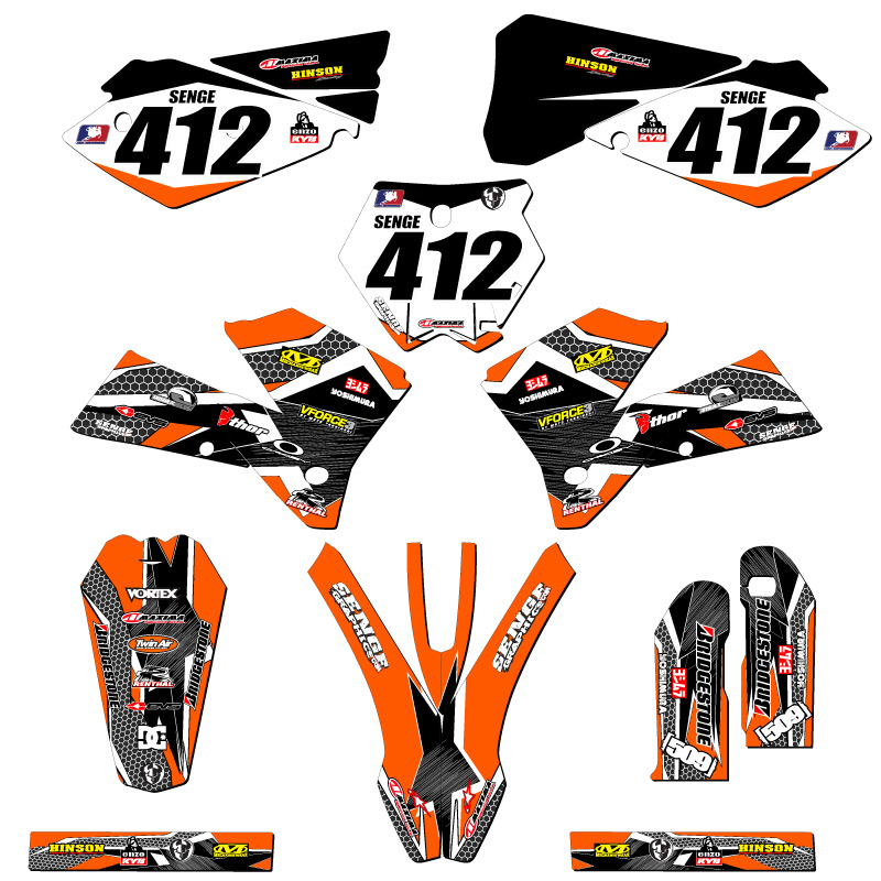 2005-2006 SX PODIUM Orange Senge Graphics Kit Compatible with KTM - Picture 8 of 10