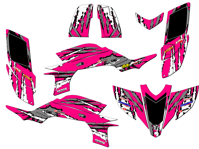 2003-2013 (modelo de carburador de marco de acero) YFZ 450 SHREDDER Pink Senge Kit de gráficos - Imagen 2 de 7