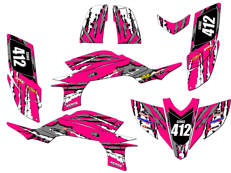 2003-2013 (modelo de carburador de marco de acero) YFZ 450 SHREDDER Pink Senge Kit de gráficos - Imagen 5 de 7