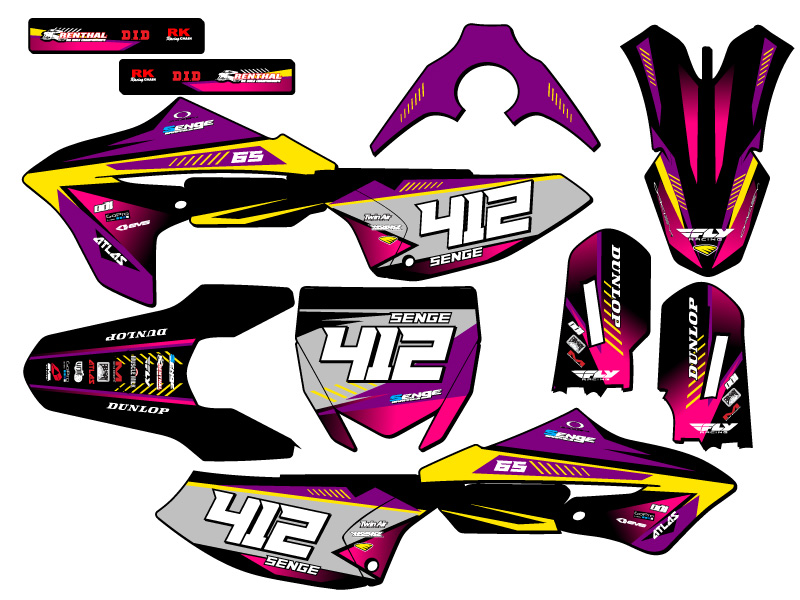 Kit de gráficos Senge 2018-2022 YZ 65 SURGE púrpura compatible con Yamaha - Imagen 8 de 10