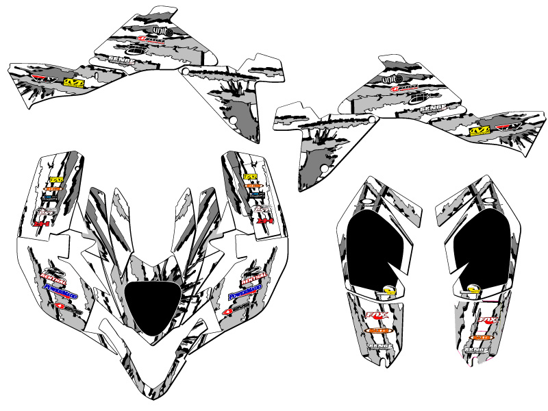 2009-2012 LTZ 400 SHREDDER White Senge Graphics Kit Compatible with Suzuki - Picture 2 of 7
