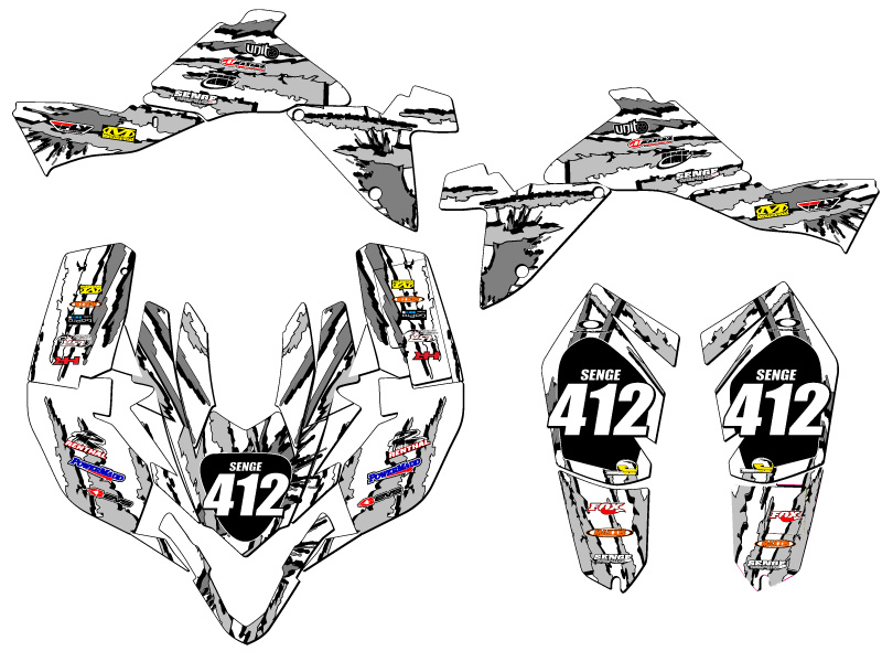 2009-2012 LTZ 400 SHREDDER White Senge Graphics Kit Compatible with Suzuki - Picture 5 of 7
