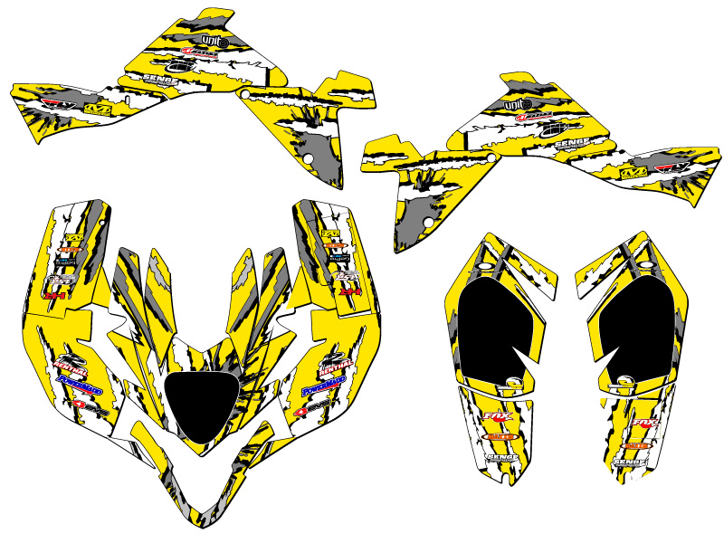 2009-2012 LTZ 400 SHREDDER Yellow Senge Graphics Kit Compatible with Suzuki - Picture 2 of 7