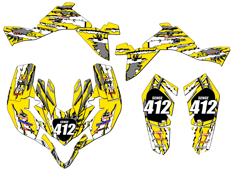 2009-2012 LTZ 400 SHREDDER Yellow Senge Graphics Kit Compatible with Suzuki - Picture 5 of 7